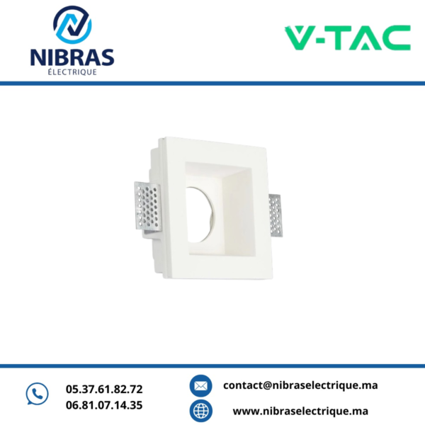 V-TAC SPOT PLATRE GU10 RETRAIT CARRE WHITE