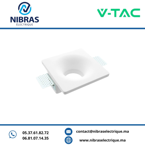 V-TAC SPOT PLATRE GU10 RETRAIT ARRONDI WHITE