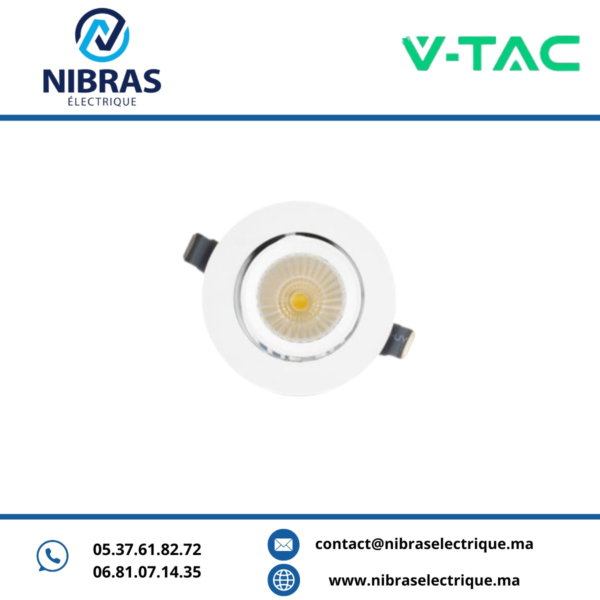V-TAC SPOT NICHE RETRAIT 3W RD 3000K WHITE