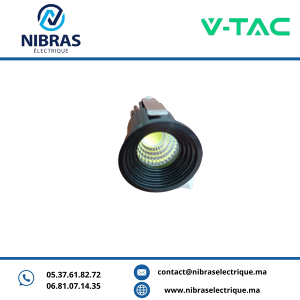 V-TAC SPOT NICHE RETRAIT 3W RD 3000K BLACK