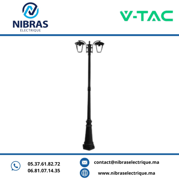 V-TAC POTEAU DE JARDIN BOULE 2M 2*E27 BLACK IP65