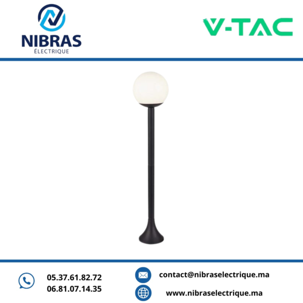 V-TAC POTEAU DE JARDIN BOULE 1M 1*E27 BLACK IP65