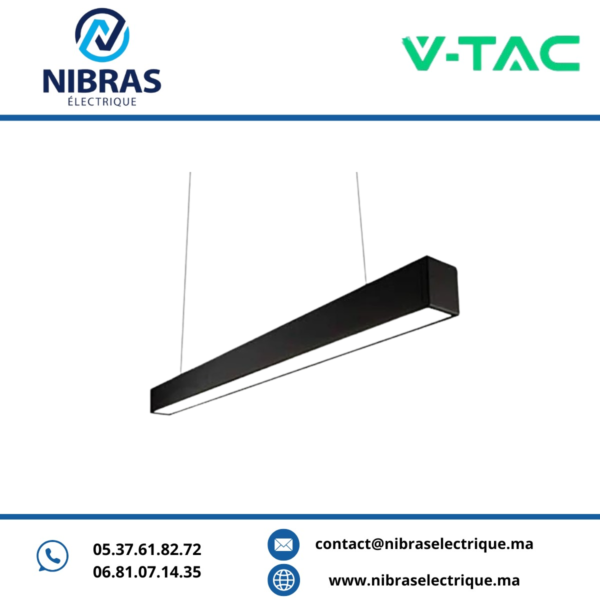 V-TAC PROFILE ALUMINIUM SUSPENDU 40W 120CM 3IN1 BLACK BODY