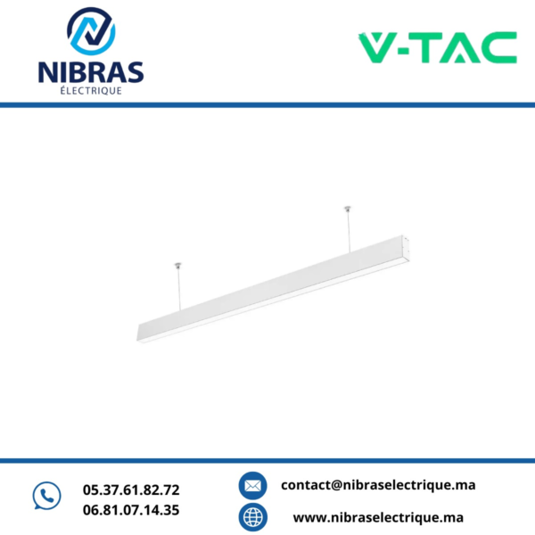 V-TAC PROFILE ALUMINIUM SUSPENDU 40W 120CM 3IN1 WHITE BODY