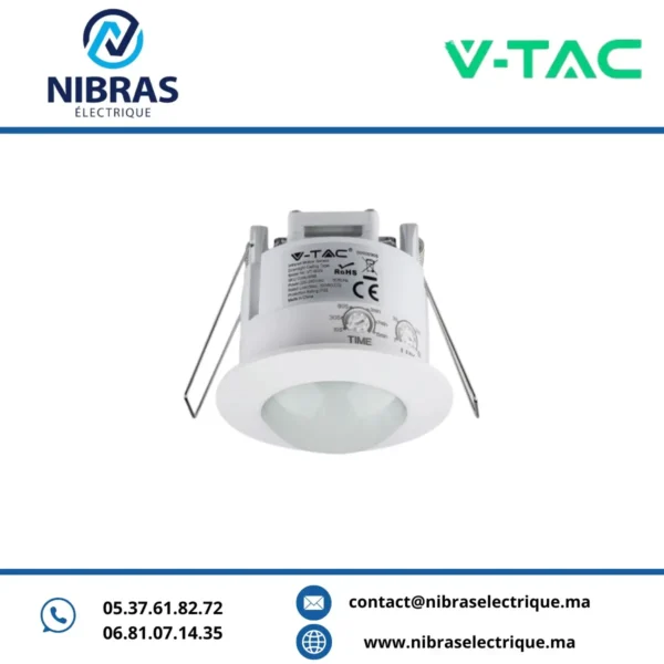 V-TAC DETECTEUR DE MOUVEMENT ENCASTRE WHITE 6M 300W