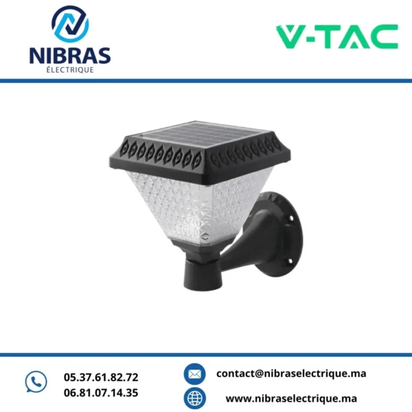 V-TAC APPLIQUE SOLAIRE LED WITH RF CONTROL D:180*230MM 3IN1 BLACK IP44