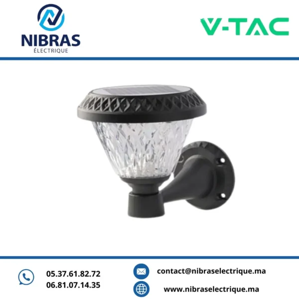 V-TAC APPLIQUE SOLAIRE LED WITH RF CONTROL D:160*230MM 3IN1 BLACK IP44