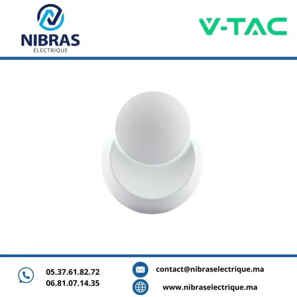 V-TAC APPLIQUE MURALE ROTATIVE 5W ROND 3000K BLANC