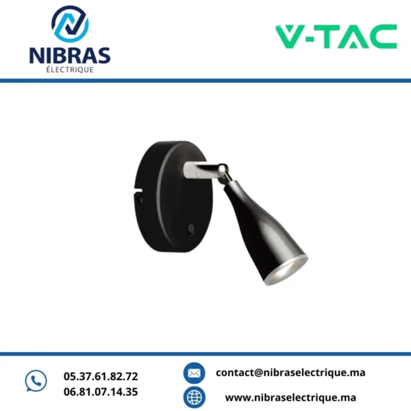 V-TAC APPLIQUE MURALE 4.5W 4000K BLACK