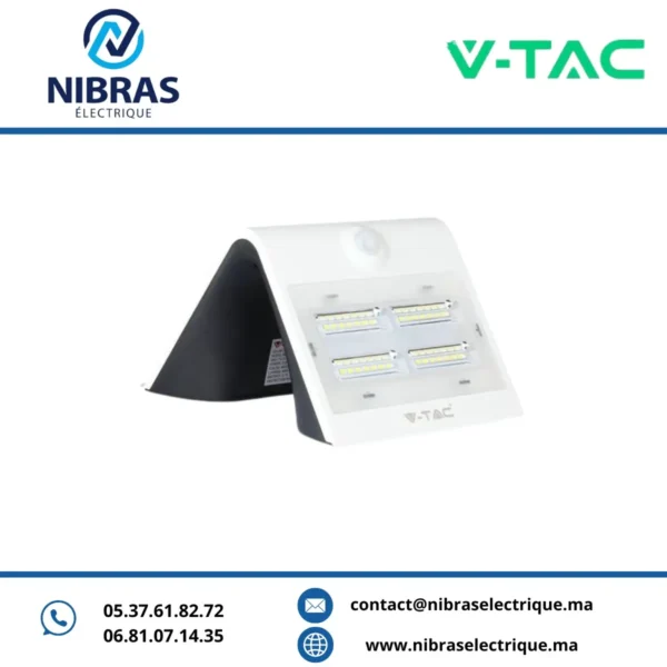 V-TAC APPLIQUE MURALE 3W SOLAIRE NOIR 4000K+3000K