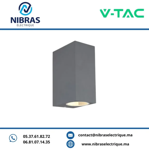 V-TAC APPLIQUE MURALE 2*GU10 SQ GREY IP65