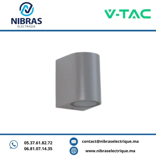 V-TAC APPLIQUE MURALE 2*GU10 RD GREY IP65