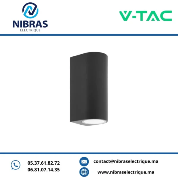 V-TAC APPLIQUE MURALE 2*GU10 RD BLACK IP65