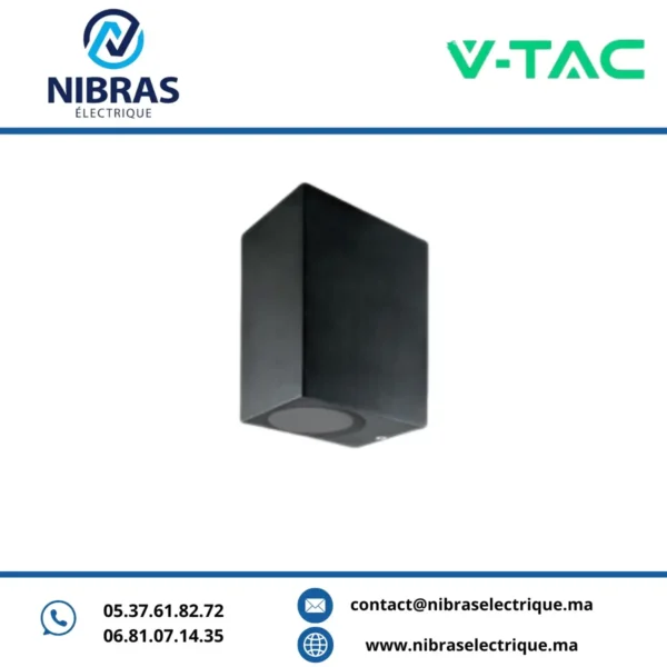 V-TAC APPLIQUE MURALE 2*GU10 SQ BLACK IP65