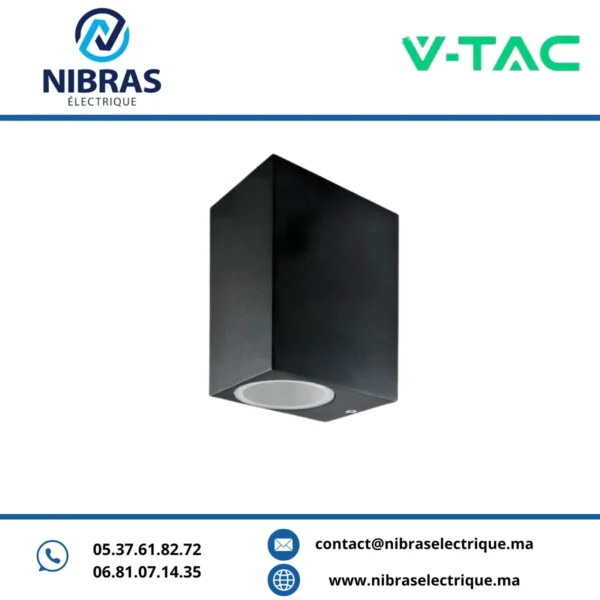 V-TAC APPLIQUE MURALE 2*GU10 SQ BLACK IP44