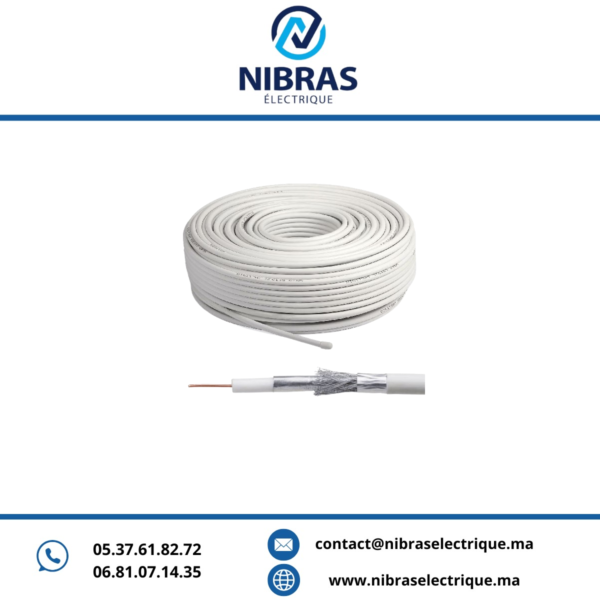 CABLE TV COAX RG/BB 100M BLANC