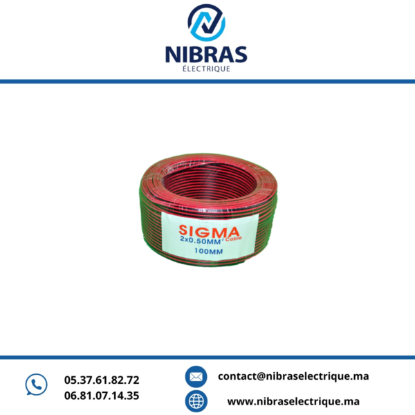 M CABLE MTH ROUGE/NOIR 2X0,50 SIGMA