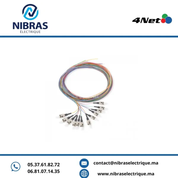 Pigtail Mono-mode Simplex FC/PC 0.9mm longueur 1metre,PVC,12 couleurs