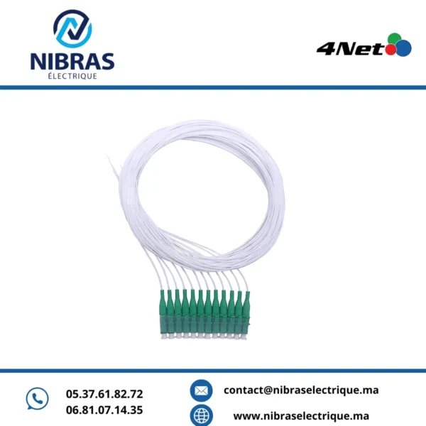 Pigtail Mono-mode Simplex LC/APC 0.9mm longueur 1metre,PVC,blanc