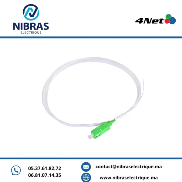 Pigtail Mono-mode Simplex SC/APC 0.9mm longueur 1 metre,PVC,blanc