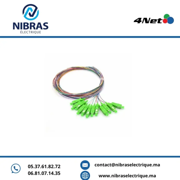 Pigtail Mono-mode Simplex SC/APC 0.9mm longueur 1metre,PVC,12 couleurs