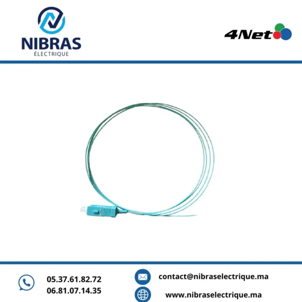 Pigtail Multimode OM3 Simplex SC/PC 0.9mm longueur 1,5 metre,PVC,Aqua