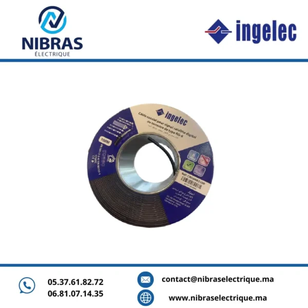 CABLE TV COAXIAL RG6 100M NOIR AC (5RLX-EMB) INGELEC