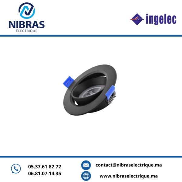 SPOT INTÉGRÉ ROND 7W CADRE NOIR LUM BL INGELEC