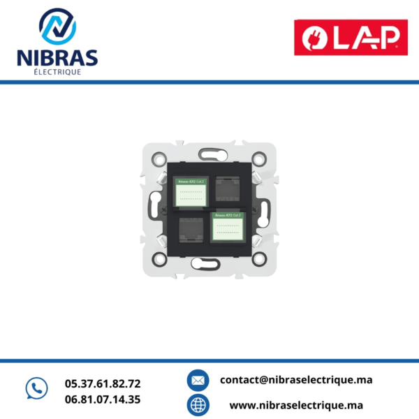 DOUBLE PRISE RJ12 CAT3 + OBTURATEURS NOIR