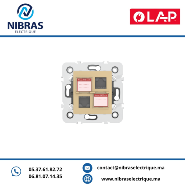 DOUBLE PRISE RJ45 CAT.5e + OBTURATEURS