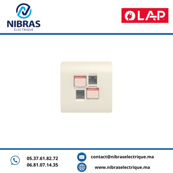 DOUBLE PRISE RJ45 CAT.5e OBTURATEURS MARFIL