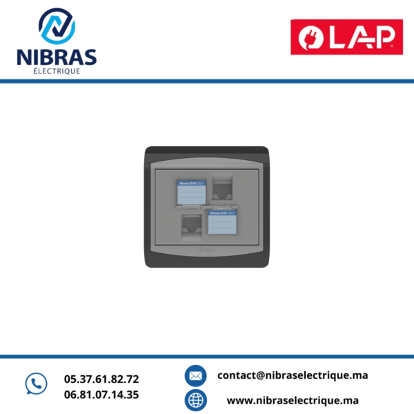 DOUBLE PRISE RJ45 CAT.6 + OBTURATEUR GALAXY GRIS