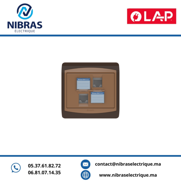 DOUBLE PRISE RJ45 CAT.6 + OBTURATEUR GALAXY MARRON