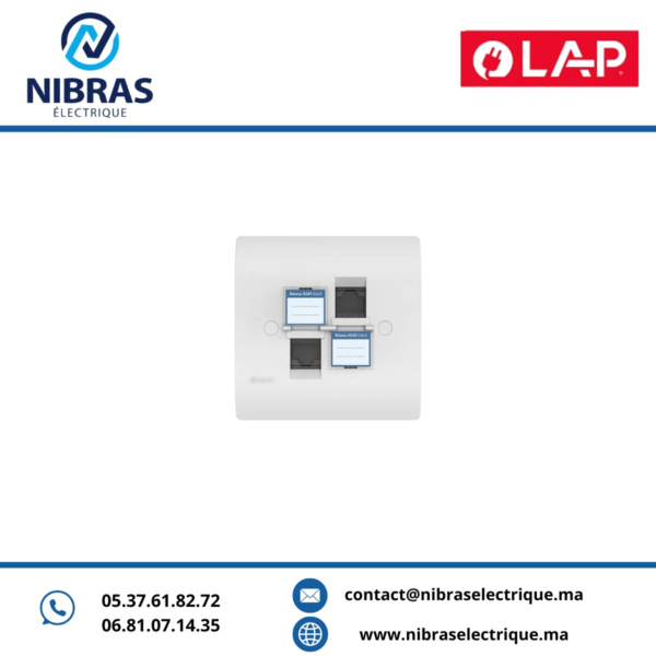DOUBLE PRISE RJ45 CAT.6 OBTURATEURS BLANC