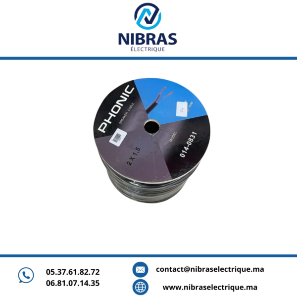 CABLE HAUT-PALLEUR NOIR 2X2.5MM PHONIC