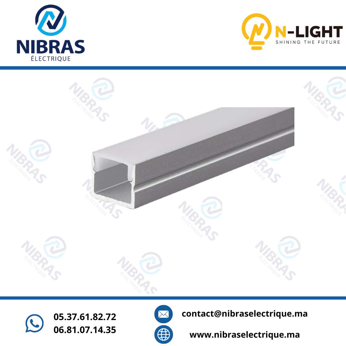 Profilé Aluminium Apparent avec couvercle 8x9 mm – ép. 1 mm – Silver – Barre 3 m